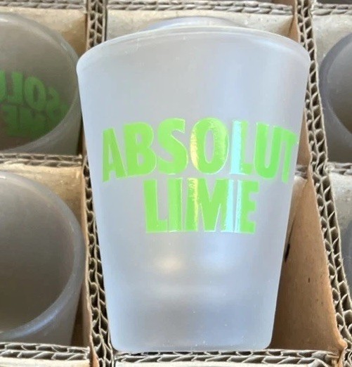 New Absolut Lime Frosted Single Shot Glasses