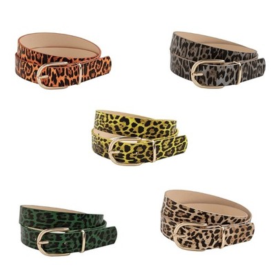 Trendy Leopard Pattern Waist Belt Wide PU Leather Waist Strap For Casual Outfit