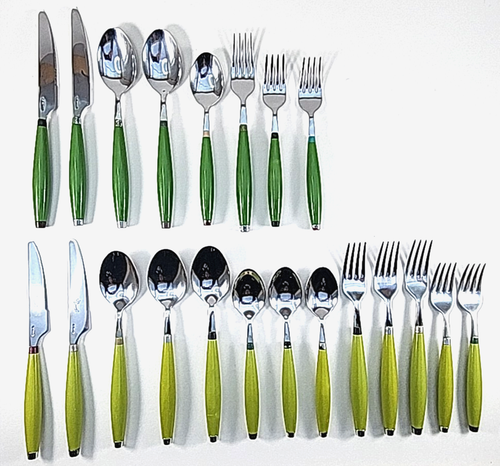 Fiestaware Besteck Silberbesteck gemischte Farben Posten 21 Teile limettengrün Kleeblatt