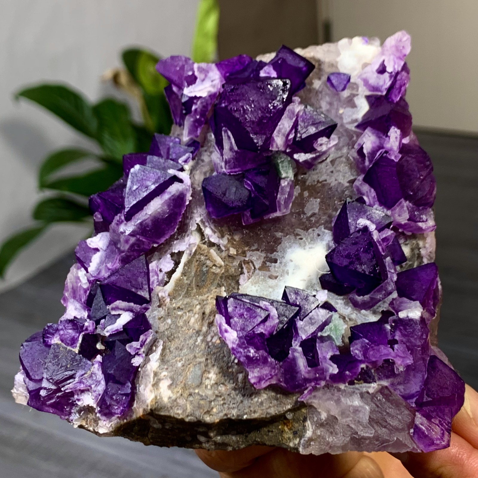 Natural Purple Octahedral Fluorite Cluster 1.23LB Mineral Specimen