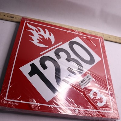 (50-Pk) Icc Compliance UN 1230 Hazard Class 3 Flammable Liquid Rigid Vinyl
