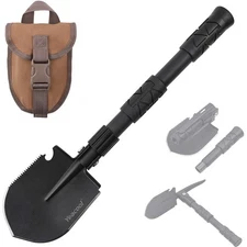 Folding Survival Shovel Multi-Tool, Heavy-Duty Military Entrenching Tool with...