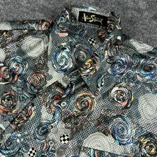 Vintage Alan Stuart Shirt Men's XL Geometric Abstract Retro Shiny Swirls