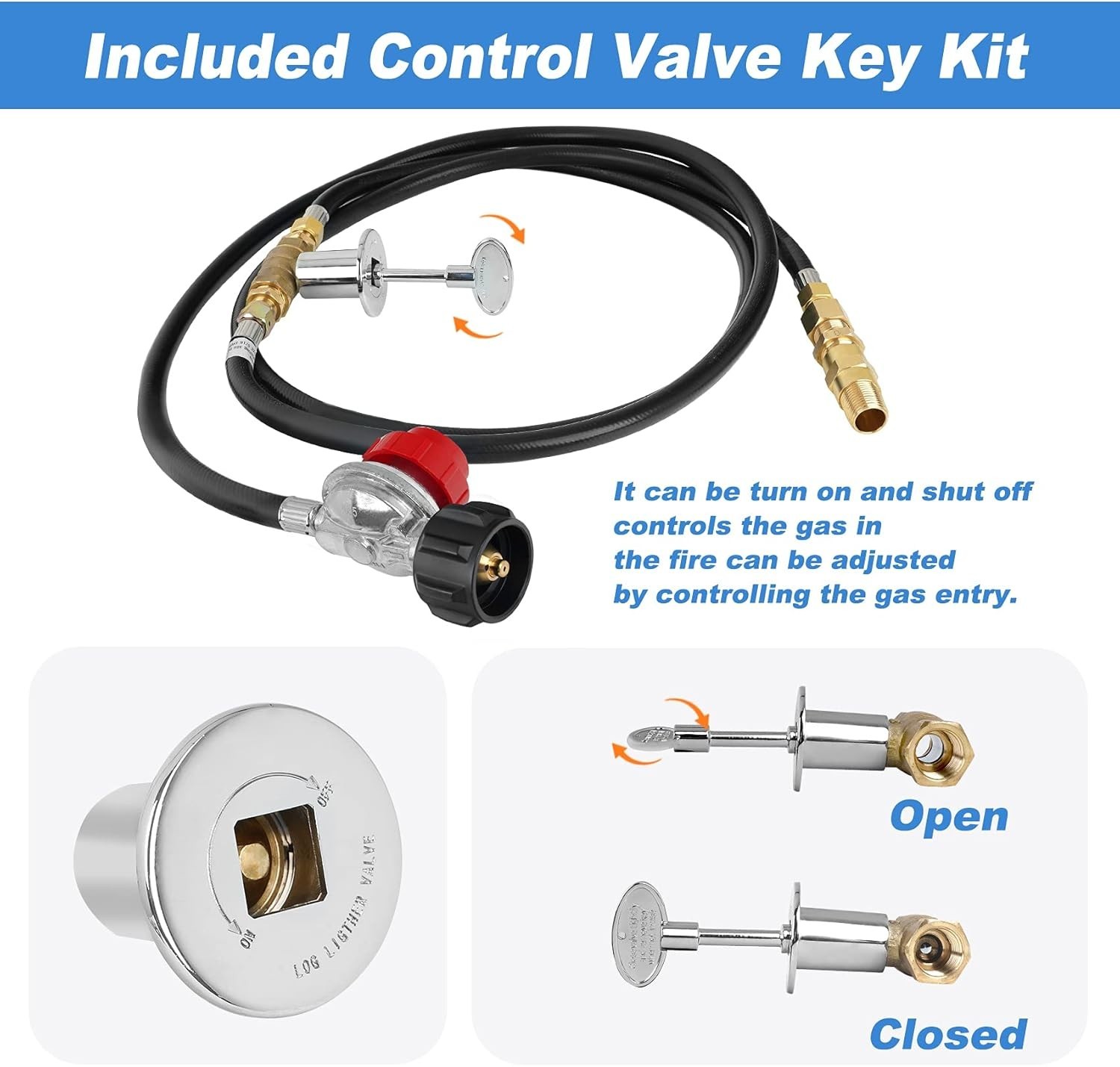 Skyflame LP Burner Connection Kit, Propane Fire Pit Replacement Parts with 1/2"