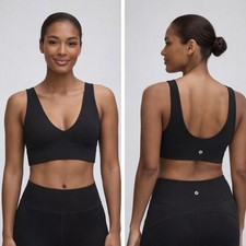 Lululemon Align V-neck Bra A B Cup  Black  Size 4  Light Support  NWT