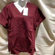 Mandala Scrubs Women Mandarin 1-Pocket Top Size Large Color Wine NWT
