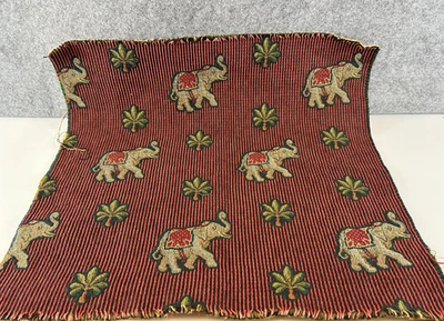 Elephant & Palm Trees Chenille Embroidered Upholstery Fabric Remnant Pillow - Image 1 of 4