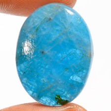 Natural Neon Blue Apatite Oval Shape Cabochon Gemstone 26 Ct 25X19X5 mm EE-53299