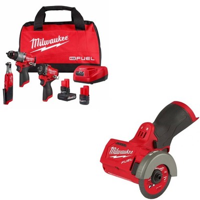 Milwaukee 3424-23 + 2522-20 M12 FUEL 3-Tool Combo Kit w/ 3'' Cut Off Tool