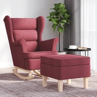 Schaukelstuhl Mit FußHocker Stoff Weinrot Sessel Relaxsessel Wohnzimmer