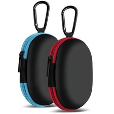 MOLOVA for Earbuds Carrying Case, 2Pack, Red Blue Small Oval B3-oval blue red