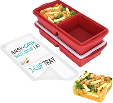 Silicone Freezer Tray W/ Lid-Soup Freezer Container molds-2-cup Extra Large Ice
