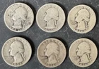 Lot of 6 Silver Washington Quarters (1932,1932,1936,1936-D,1936-D,1936-D)