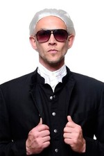 Perücke mit Zopf weiß exzentrischer Modemacher Mode Designer Graf Edelmann