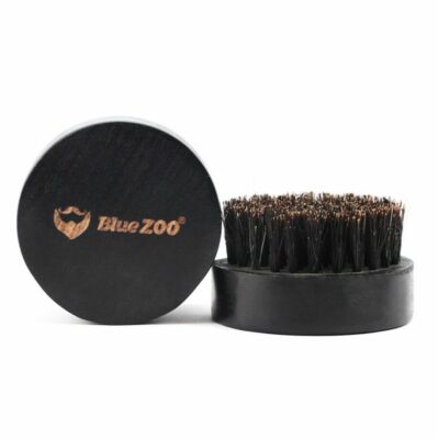Engrave logo-Black color beard care brush round wood handle boar bristle Brush