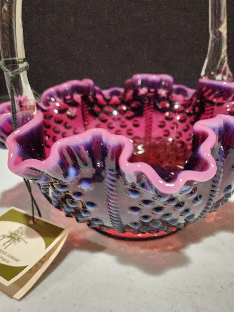 VINTAGE FENTON GLASS PLUM DEEP PURPLE OPALESCENT HOBNAIL 8