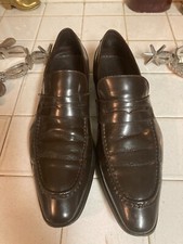 Versace Collection Dark Brown Leather Loafer Shoes EU 43 Size US 10 M