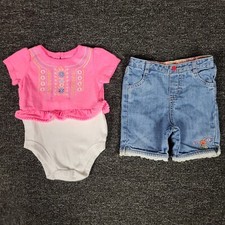 Girls Clothing Lot 6/9 Months Garanimals One Piece  Oshkosh Jeans Two Piece Set