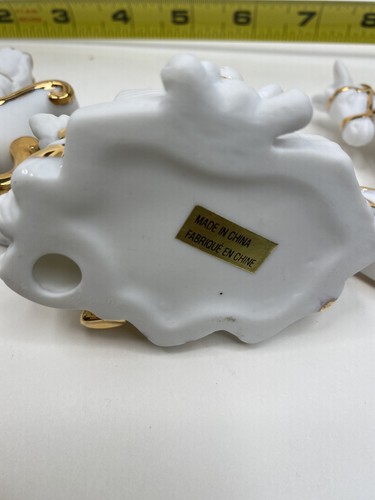 Ceramic Christmas Ornaments Set Of 4 White And Gold Glass - Picture 8 of 8