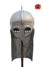 Wikingerhelm Brillenhelm mit Kettenbrünne Gjermundby GDFB 2 mm Stahl Größe M