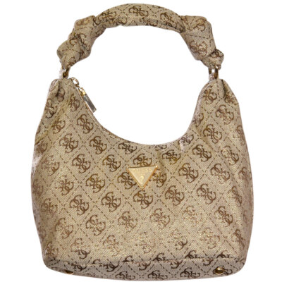 Guess Women's Velina Handbag Gold Logo Signature Hobo