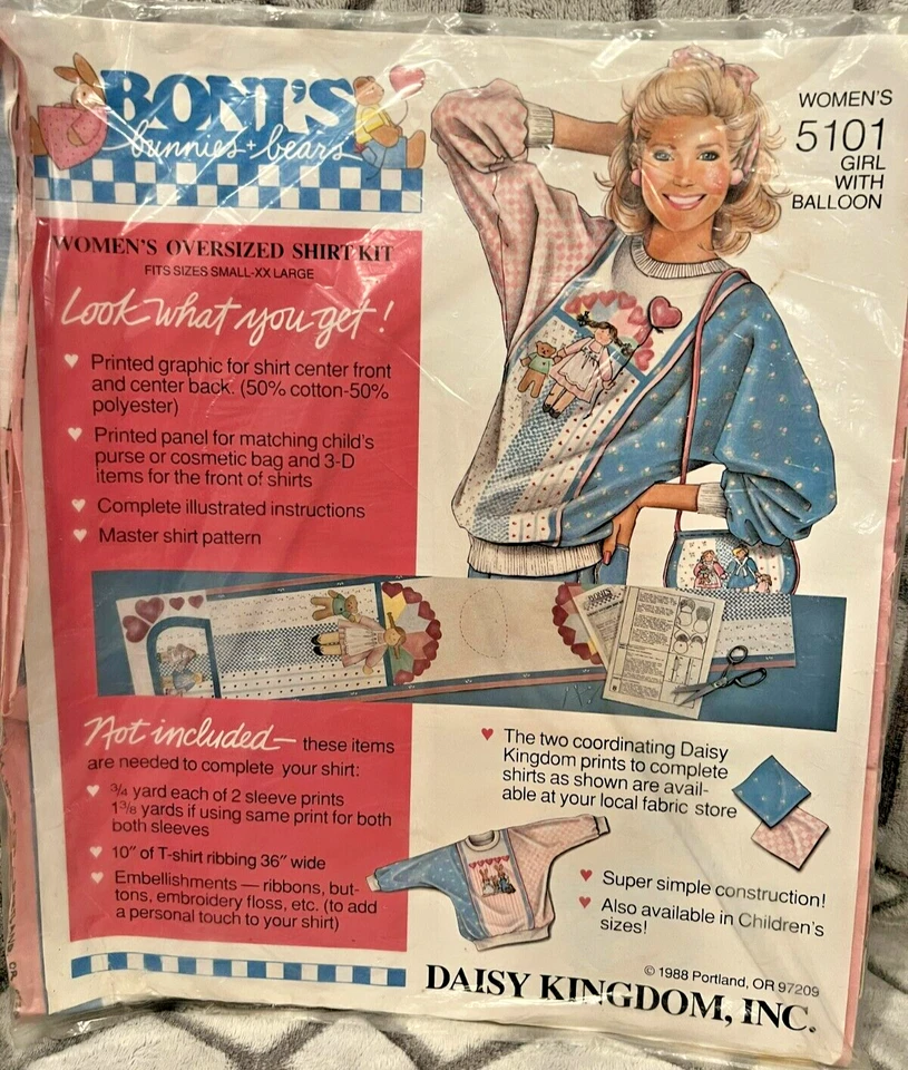 Daisy Kingdom 'Girl with Balloon' Oversized Sweatshirt Sewing Fabric S-XXL - Image 2 of 4