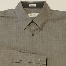 Calvin Klein Shirt Medium Grey Check Pattern Long Sleeve