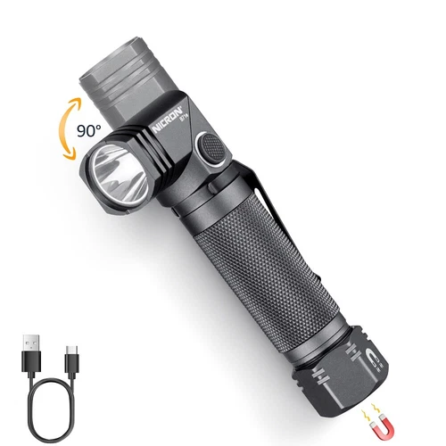 1300 Lumens 6 Modes LED 90 Degree Rechargeable Magnetic Flashlight for Camping