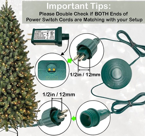 NEW 6FT Christmas Tree Power Cord Foot Switch Rain Tight 1/2inch Connector - Picture 3 of 7