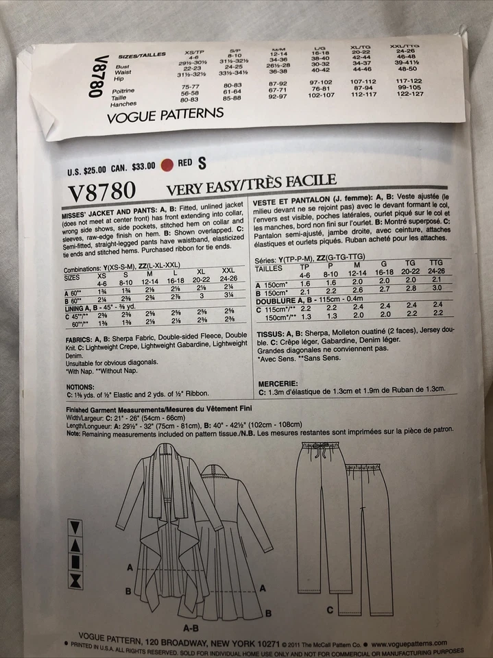 very easy vogue patterns Jacket And Pants V8780 - Image 2 of 2