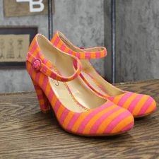 poetic License The Right Stripes Vintage Strap Heels Pink Orange EUR 37 (6M)