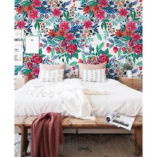 Non-woven wallpaper Colorful Flowers Floral Watercolor Home Decor Wallcover