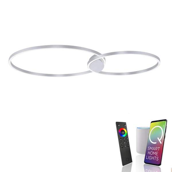Led Deckenlampe Smarthome Silber Dimmbar Cct Modern Deckenleuchte Fernbedienung-image