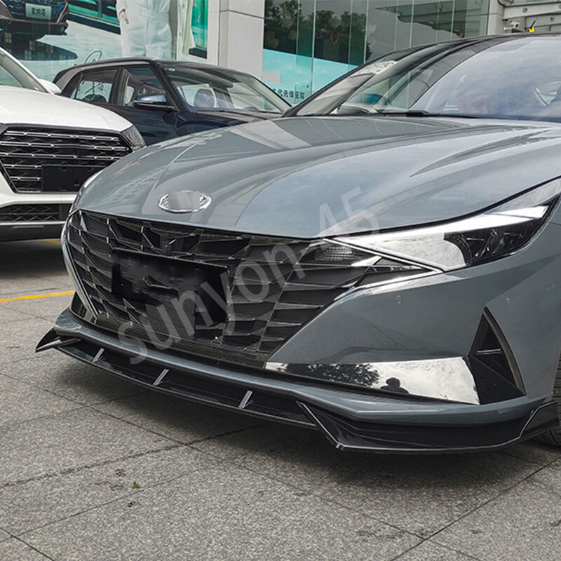 Front Lip DNA Motoring STP-Style Front Bumper Lip For 2021-2022 Hyundai Elantra - Gloss Black Hyundai Elantra 2021-2022 Ground Effects