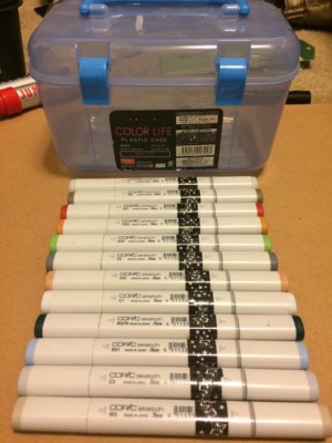 Slightly Used COPIC Marker Brush Point Permanent Marker, Assorted, set of 12