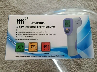 HTI HT820D Body Infrared Digital Thermometer Non-Contact LED Accurate Instant