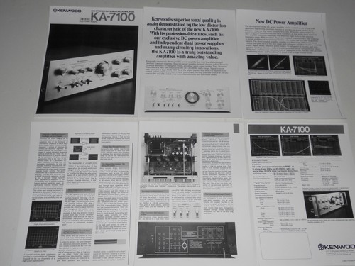 Kenwood KA-7100 Audiophile DC Amplifier Brochure 6 pg, Specs, Articles, Info