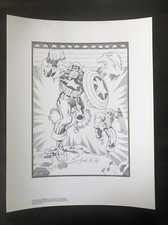 CAPTAIN AMERICA FIFTIETH BIRTHDAY COMMEMORATIVE PRINT BY JACK KIRBY SIGNED 1990