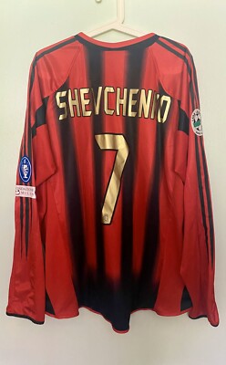 SHEVCHENKO，2004-05 AC MILAN HOME SERIE A LS MATCH UN WORN SHIRT