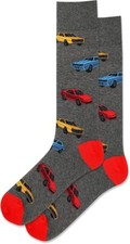 Hot Sox Men's Eighties Cars Crew Socks 1 Pair, Charcoal, Men's 10-13 Shoe