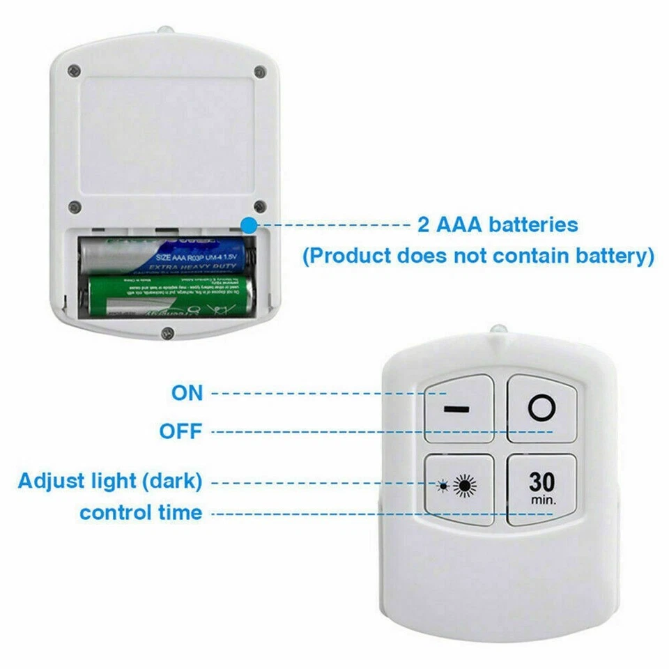 Set 3x Luce LED COB con Telecomando Luce regolabile Lampada a disco da armadio - Immagine 4 di 4