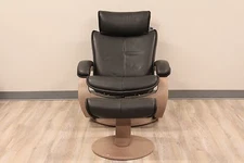 Fjords Ona Small Recliner and Ottoman in Astroline Black on a Grey Base