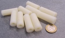 Nylon 66 Spacer, Natural, NO.1/4" Screw, 5/8" OD x .252" ID x 1 3/4" Lg., 10 pc