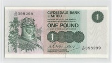 SCOTLAND 1 Pound 1975, P-204c, Clydesdale Bank, Original UNC, D/AC 398299.