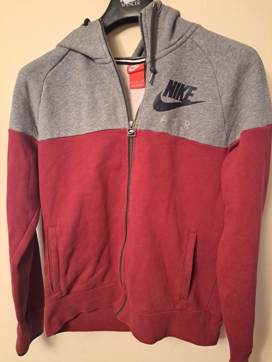nike hoodie grey and red