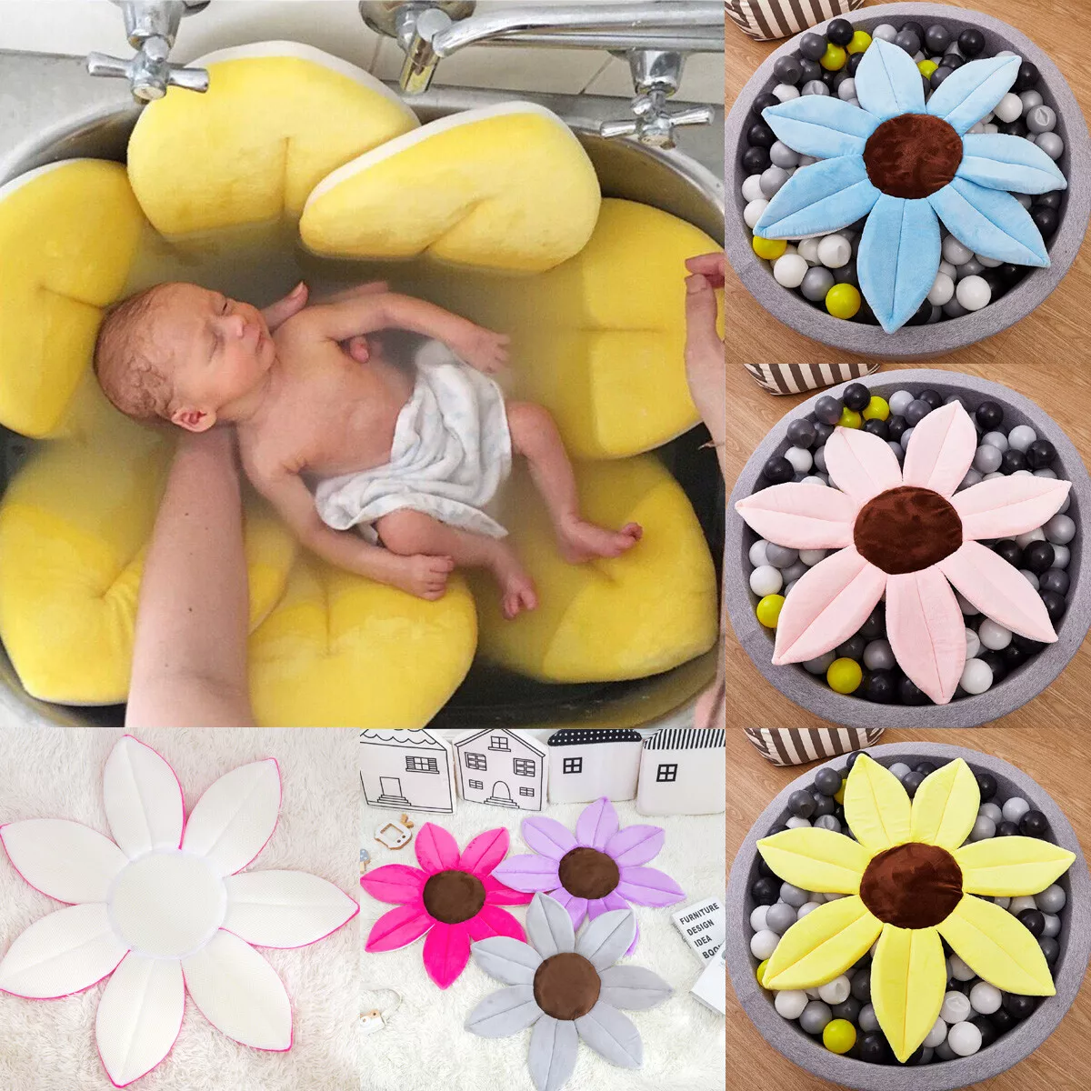 UK Blooming Bath Tub Mat Baby Infant Flower Bathing Sink Cushion