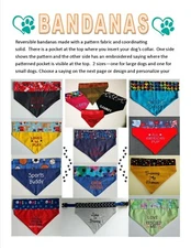 PERSONALIZED reversible embroidered over the collar DOG BANDANA - Design Ur Own!