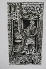 "Personaggio Presepe" MAURO SALVI MAGISTRALE ACQUAFORTE del '73 cm.40x30 