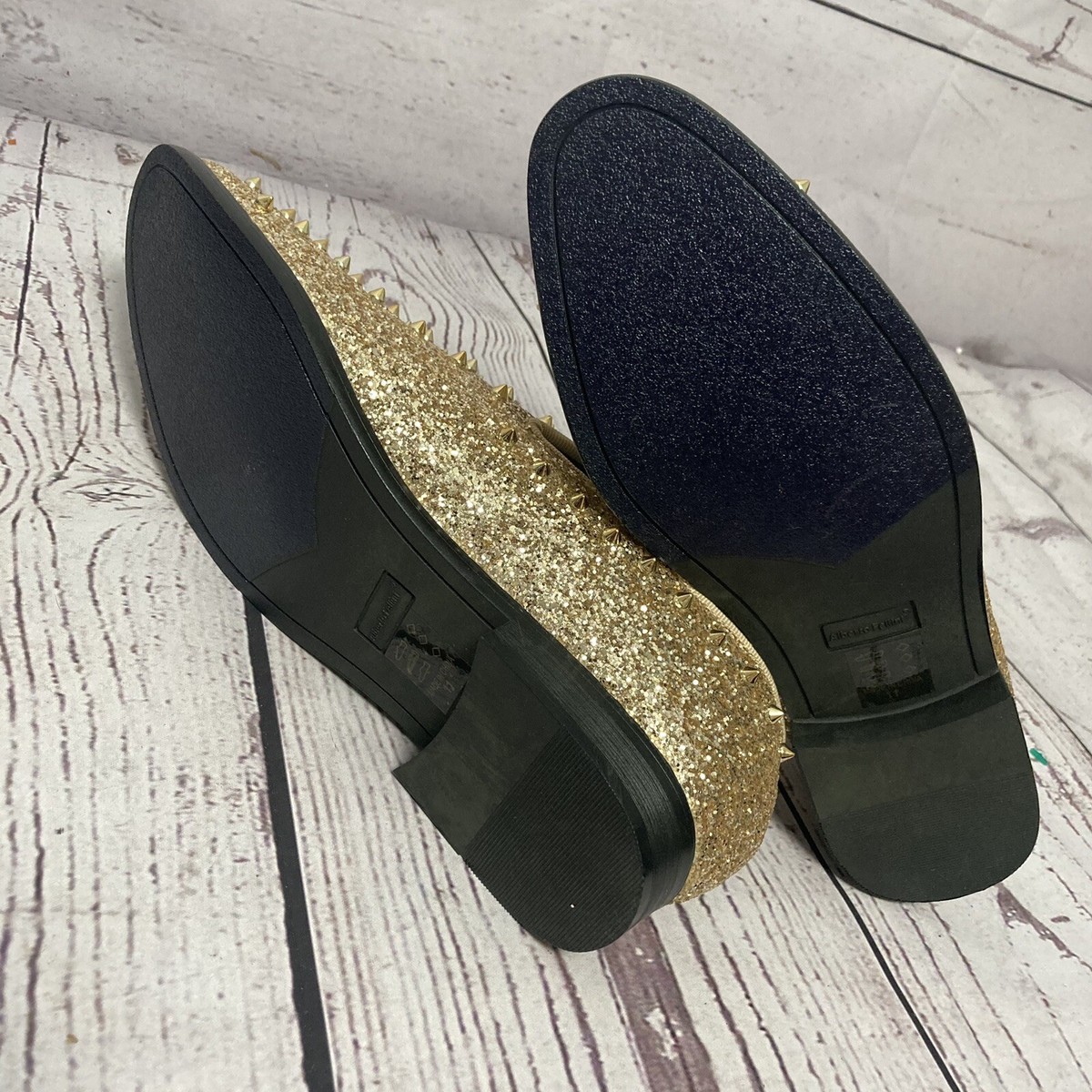 Alberto Fellini Shoes Mens sz 11 Gold Loafers Sparko Spiked 