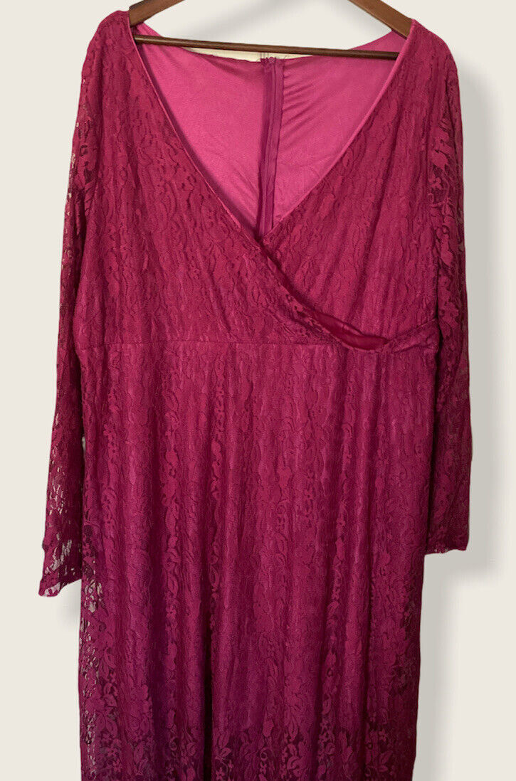 Purple Formal Lace LS Dress 5XL Brand Unknown